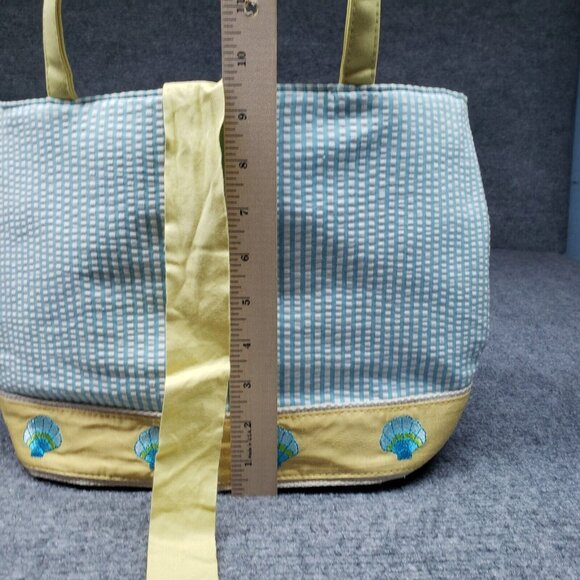 Quacker Factory Shoulder Bag Womens Light Blue Yellow Sea Shell Striped New - Picture 11 of 12